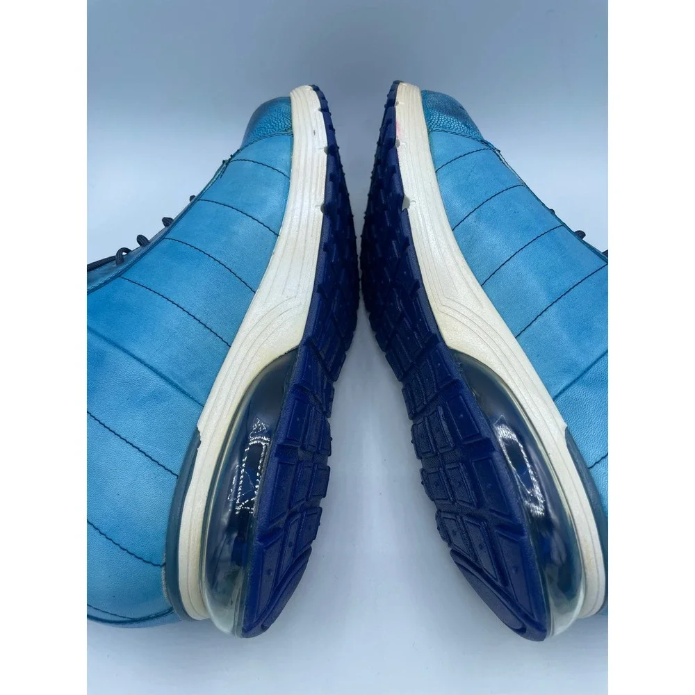 Belvedere Toro Mens 13 Antique Ocean Blue Ostrich Leather High Top Sneakers E15